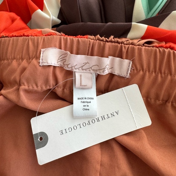 Anthropologie Hutch Halter Pleated Swing Mini Dress Brown Pattern Size Large NWT - Picture 10 of 13